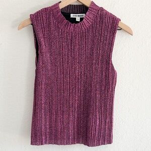 Steve Madden Metallic Sleeveless Tank - Plum S